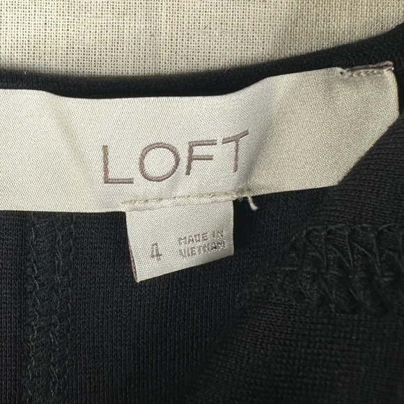 Loft Ribbed A Line Midi Dress size 4 Black - Picture 2 of 7